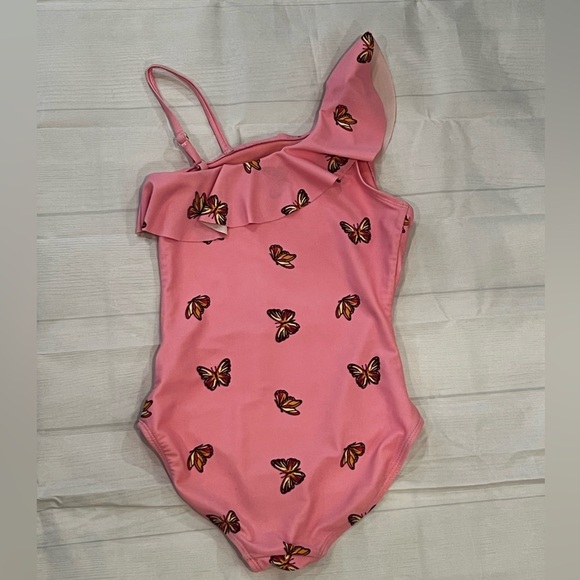 OLD NAVY Pink Butterfly One-Shoulder Swimsuit/size 8 - Picture 7 of 9